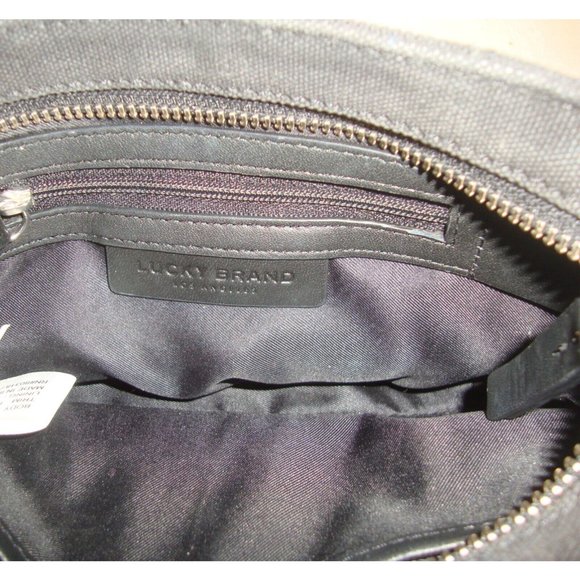 Lucky Brand Anae Black Woven Denim Crossbody Bag with Leather Strap & Charm - Picture 9 of 9